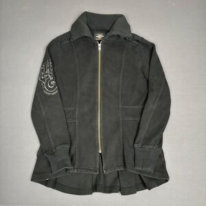Harley Davidson Women's Black Full Zip Jacket Sleeve Embroidery Size Small